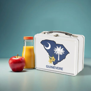 South Carolina Flag Staat Blume Gelbe Jessamin Metall Brotdose