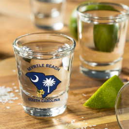 South Carolina Flag Staat Blume Gelbe Jessamin Schnapsglas