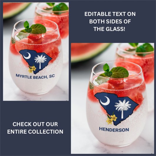 South Carolina Flag Staat Blume Gelbe Jessamin Weinglas Ohne Stiel