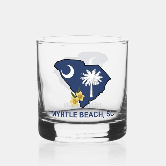 South Carolina Flag Staat Blume Gelbe Jessamin Whiskyglas (Vorderseite)