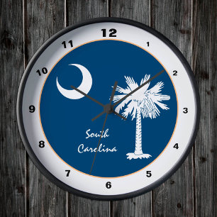 South Carolina & Flag Trendmode /design USA Runde Wanduhr