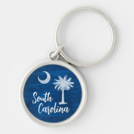 South Carolina Flagge mit Palmetto Tree Blue Schlüsselanhänger