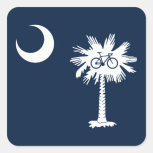 South Carolina-Flagge Palmbaum Fahrrad Quadratischer Aufkleber