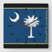 South-Carolina-Flagge Quadratische Wanduhr (Vorderseite)