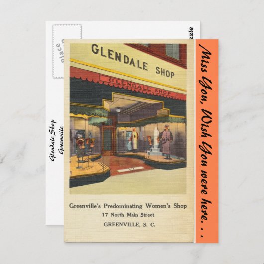 South Carolina, Glendale Shop, Greenville Postkarte (Vorne/Hinten)