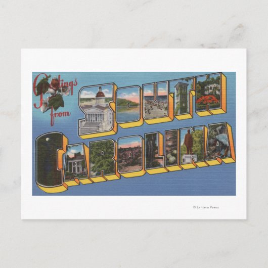 South Carolina - Große Buchstabenszenen Postkarte (Vorderseite)