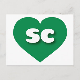 South Carolina - Grünes Herz - I Liebe sc Postkarte
