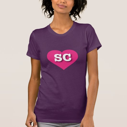 South Carolina Hot Pink Heart - I Liebe SC T-Shirt (Vorderseite)