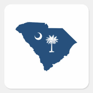South Carolina in Blau und Weiß Quadratischer Aufkleber