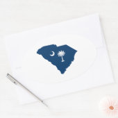 South Carolina in Blue und White Ovaler Aufkleber (Umschlag)