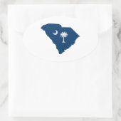 South Carolina in Blue und White Ovaler Aufkleber (Tasche)