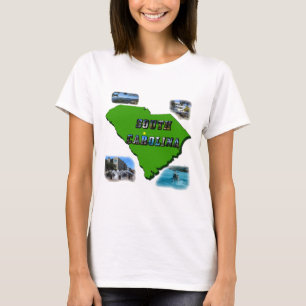 South Carolina Karte, Fotos und Text T-Shirt