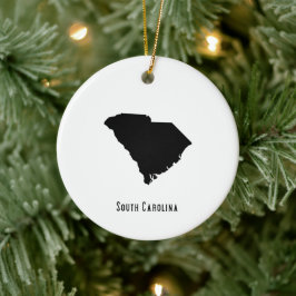 South Carolina Karte - Schwarz-Weiß-Karte Keramik Ornament