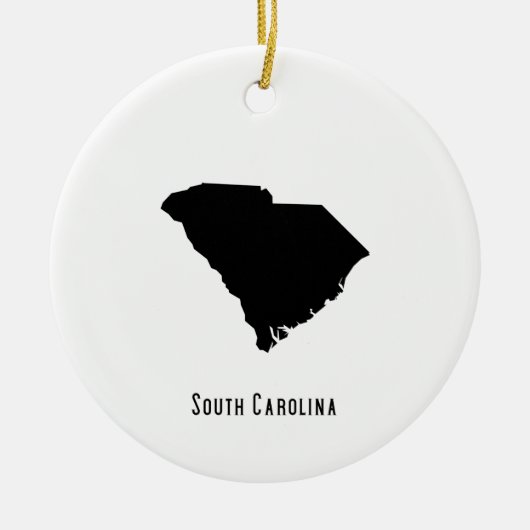 South Carolina Karte - Schwarz-Weiß-Karte Keramik Ornament (Vorne)