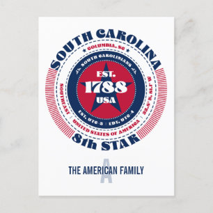 South Carolina, Kolumbien, SC, Patriotic, Monogram Postkarte