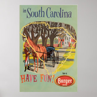 South Carolina Kunst Druck Burger Bier Reiseplakat Poster