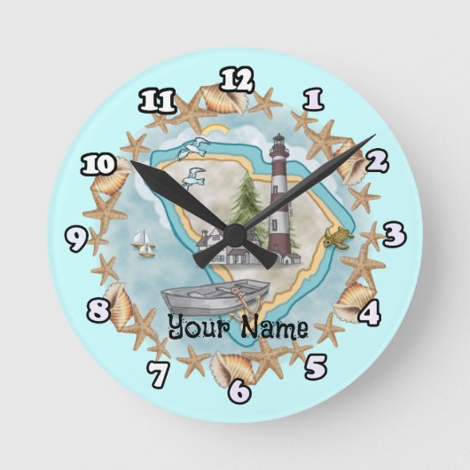 South Carolina Lighthouse Runde Wanduhr (Vorderseite)