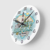 South Carolina Lighthouse Runde Wanduhr (Winkel)