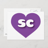 South Carolina lila Herz - I Liebe sc Postkarte (Vorne/Hinten)