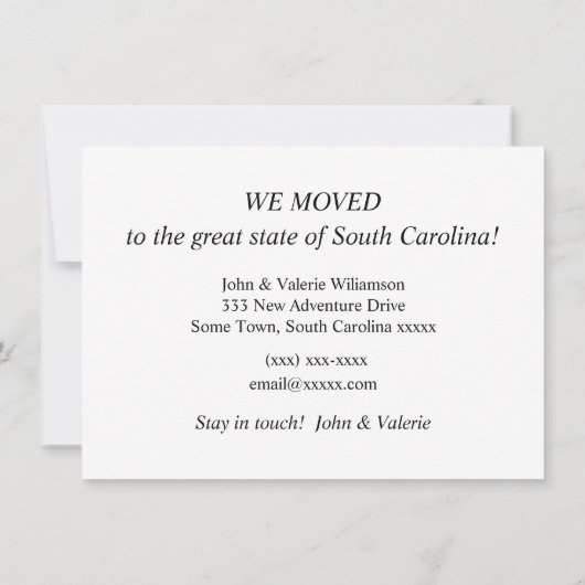 South Carolina Map Moving Ankündigung (Rückseite)