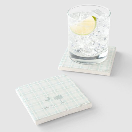 South Carolina mit Moon und Palm Custom Steinuntersetzer (Seitenansicht)