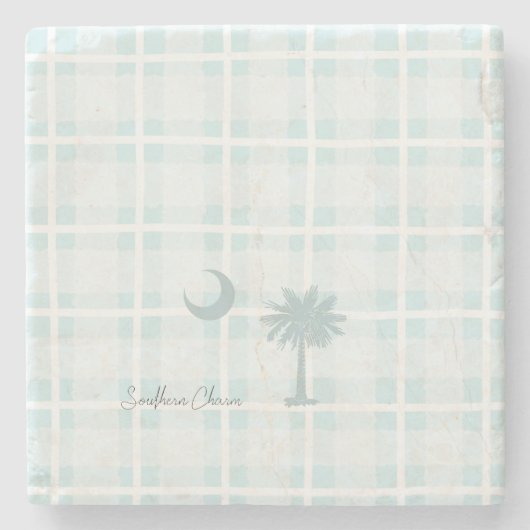 South Carolina mit Moon und Palm Custom Steinuntersetzer (Vorderseite)