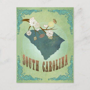 South Carolina Moderner Vintager Staat Karte - Grü