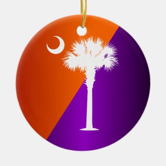 South Carolina Orange & Lila Keramik Ornament (Vorne)