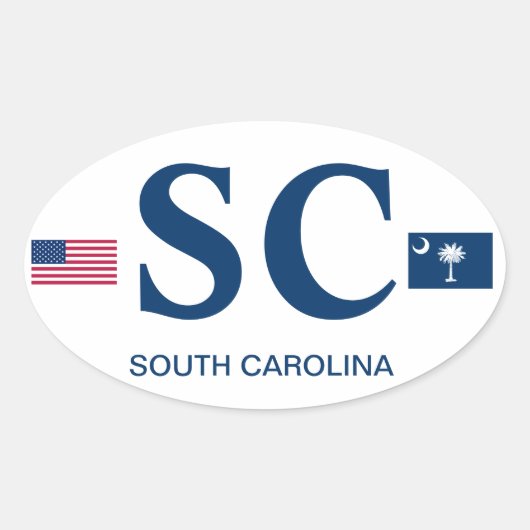 South Carolina* Oval Sticker im Euro-Stil (Vorderseite)