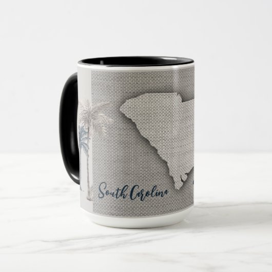 South Carolina Palm Tree Linen Tasse (Vorderseite Links)