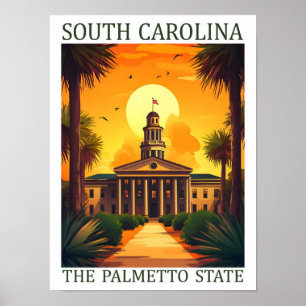 South Carolina, Palmetto Staat USA Travel Place Poster