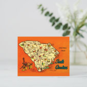 South Carolina Retro Orange Postcard Postkarte (Stehend Vorderseite)