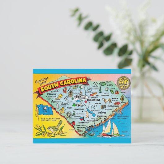 South Carolina Retro Postcard Postkarte (Stehend Vorderseite)