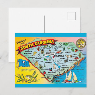South Carolina Retro Postcard Postkarte