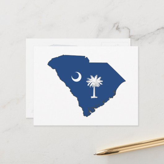 South Carolina Silhouette Map Shaped State Flag Postkarte (Vorderseite/Rückseite Beispiel)