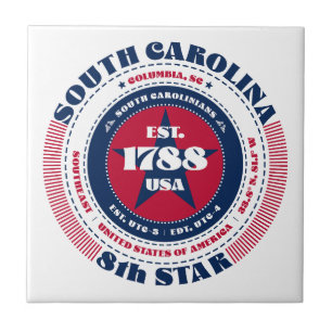 South Carolina Souvenir Rot Weiß Blau Fliese