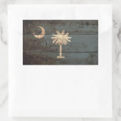 South Carolina Staatsflagge auf altes Holzkörnchen Rechteckiger Aufkleber (Tasche)