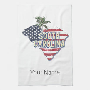 South Carolina United Staaten Retro Map Vintag USA Geschirrtuch