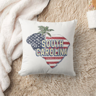 South Carolina United Staaten Retro Map Vintag USA Kissen