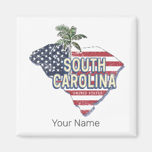 South Carolina United Staaten Retro Map Vintag USA Magnet