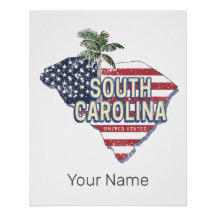 South Carolina United Staaten Retro Map Vintag USA