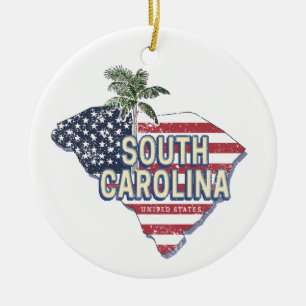 South Carolina Vereinigte Staaten Retro-Karte Vint Keramik Ornament