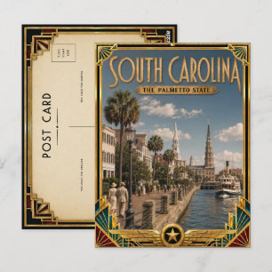 South Carolina Vintage Art Deco Golden Age Postkarte