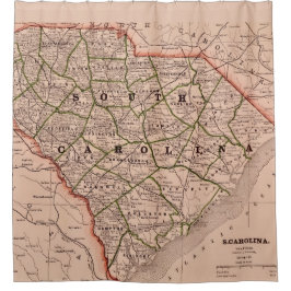 South Carolina Vintage Map Shower Curtain Duschvorhang