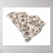 South Carolina Vintage Picture Map Poster (Vorne)