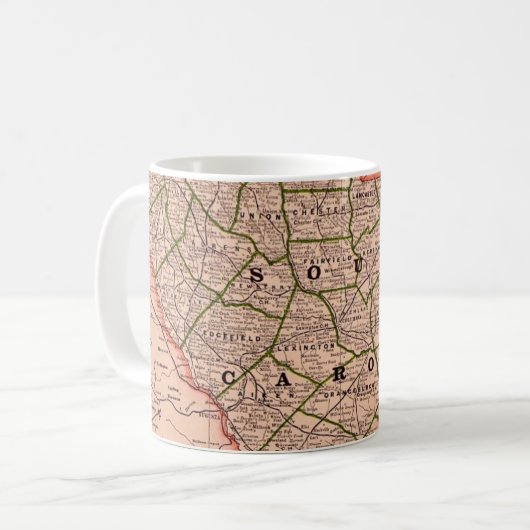 South Carolina Vintage Road Map Mug Kaffeetasse (Vorderseite Links)