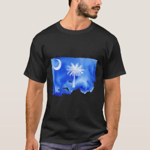 South Carolina Wasserfarben Flagge Palmetto Cres T-Shirt