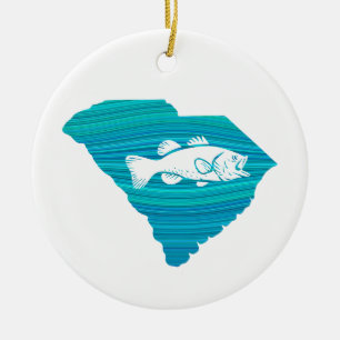 South Carolina Wave Fishing Keramik Ornament