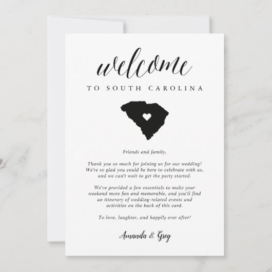 South Carolina Wedding Welcome Letter & Itinerary (Vorderseite)