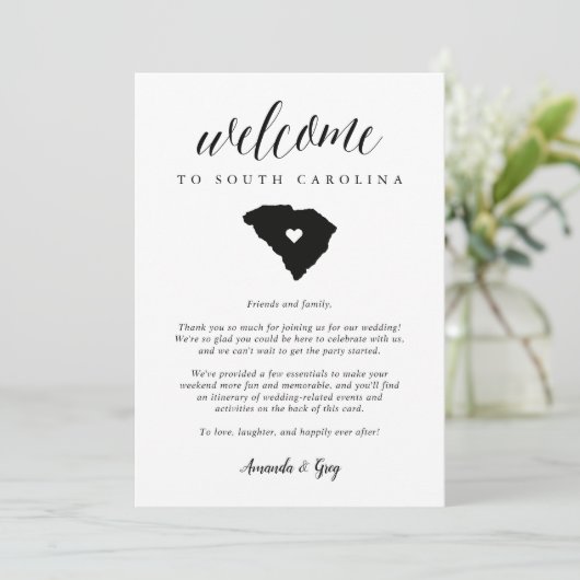 South Carolina Wedding Welcome Letter & Itinerary (Stehend Vorderseite)